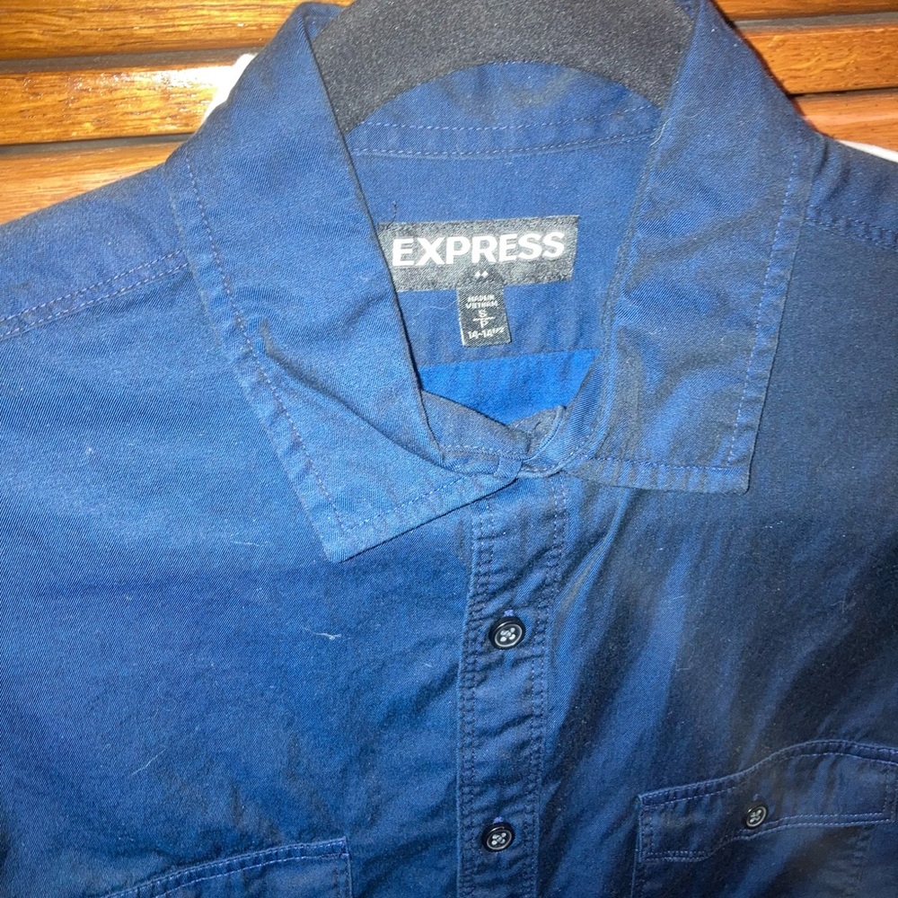 Express Navy Button-Up Shirt